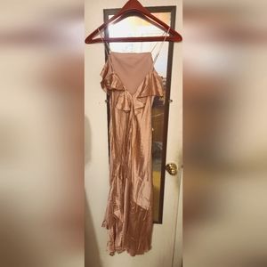 NWT Cinq à Sept Elly Charmeuse Ruffle Silk Midi Dress, Size 2 Blush